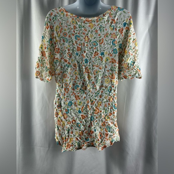 Rose & Thyme V-neck bell sleeve floral top L - Picture 4 of 6